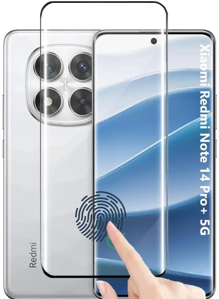 موز Fingerprint Unlocking Support, Glass Screen Protector for Xiaomi Redmi Note 14 Pro+ 5G, Full Glue Tempered Glass Film, 9H Hardness, HD, Anti-Scratch, Anti-Shatter, (Xiaomi Redmi Note 14 Pro+ 5G) - Image 1